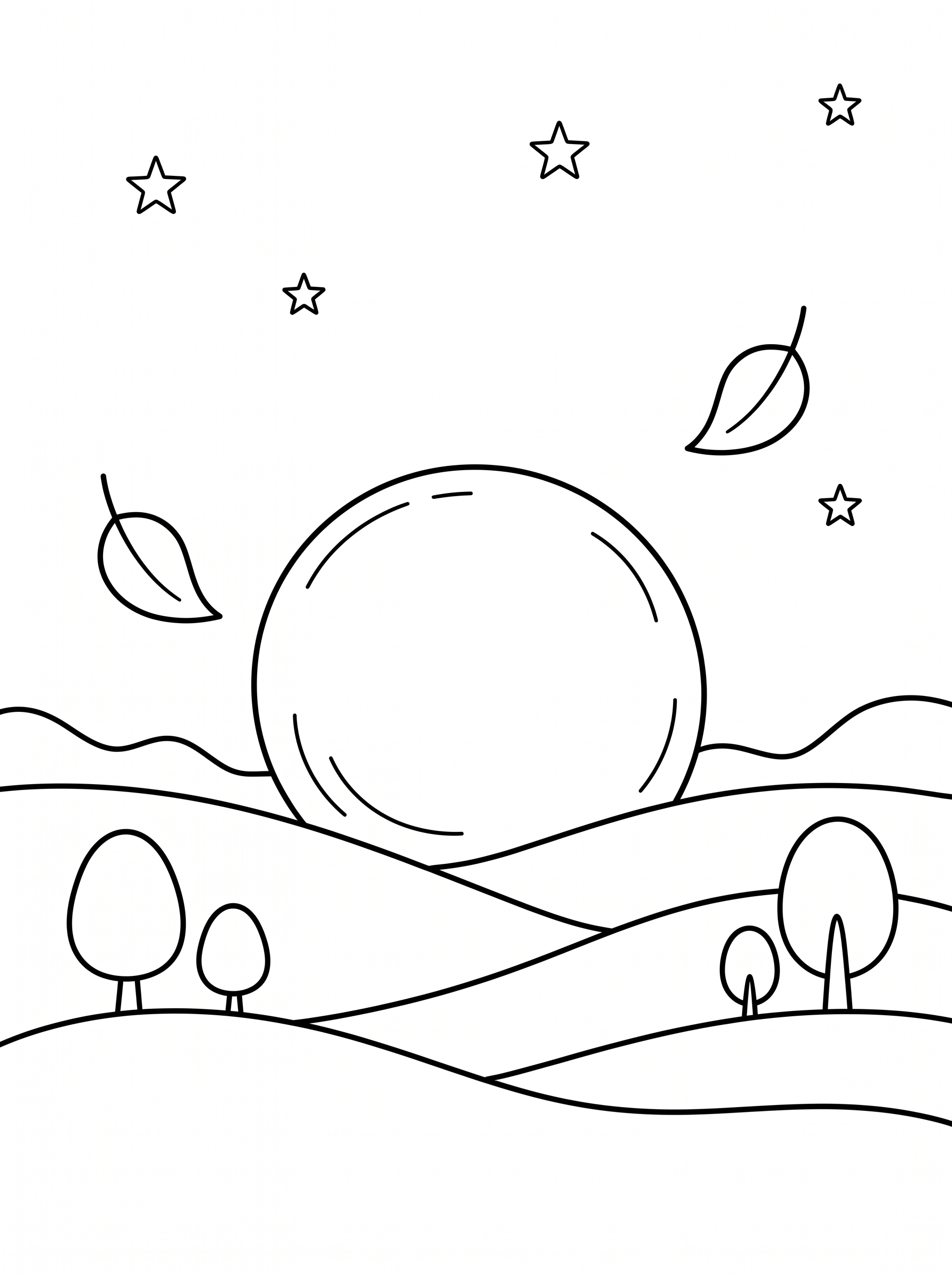 Harvest Moon Over the Valley Coloring Sheet