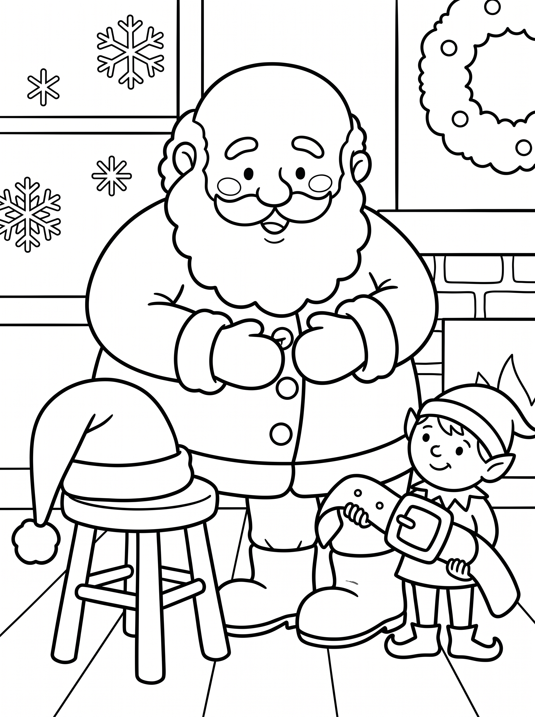Santa Buttoning His Coat Coloring Page