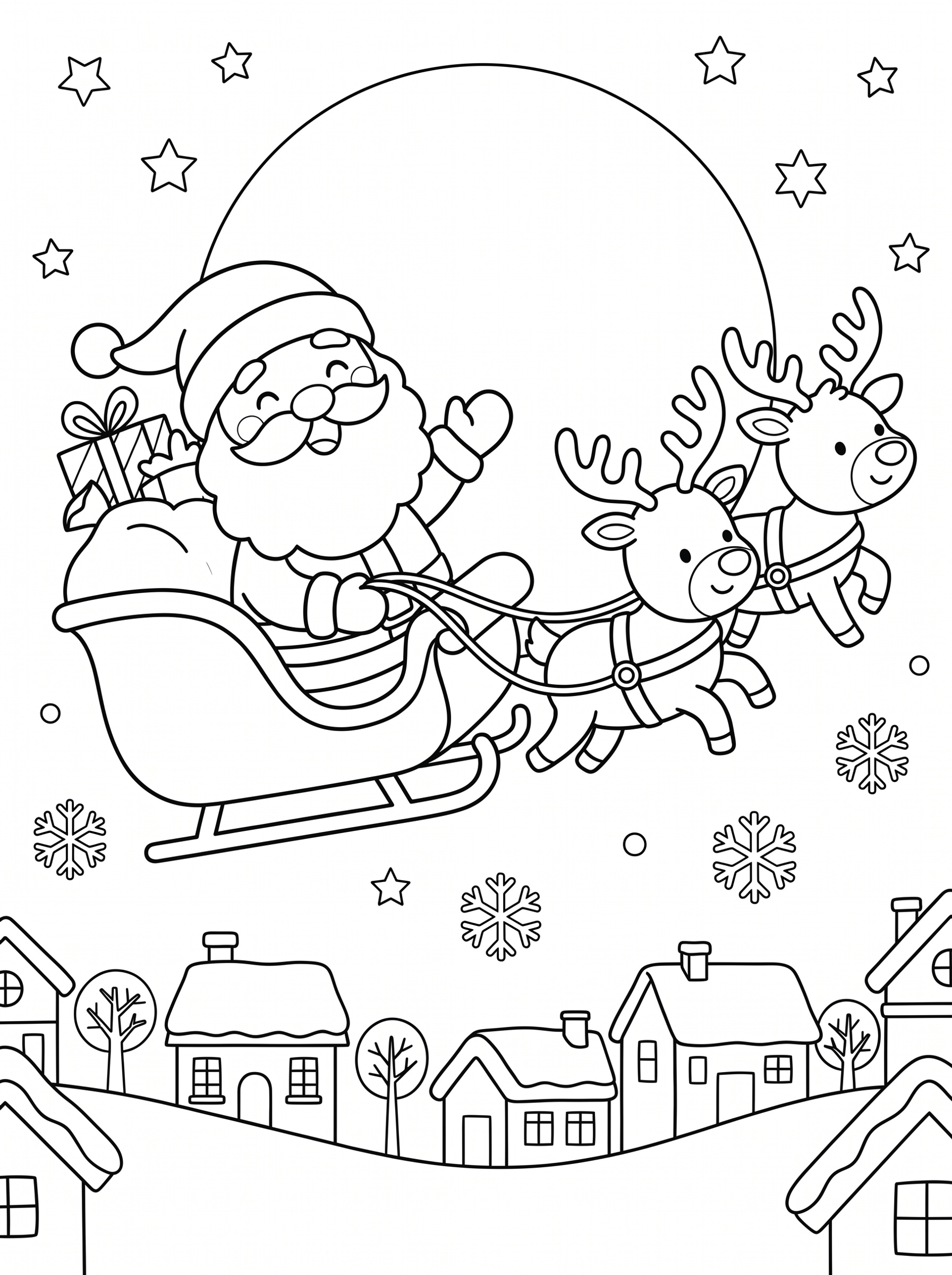 Flying Over the Town Coloring Page