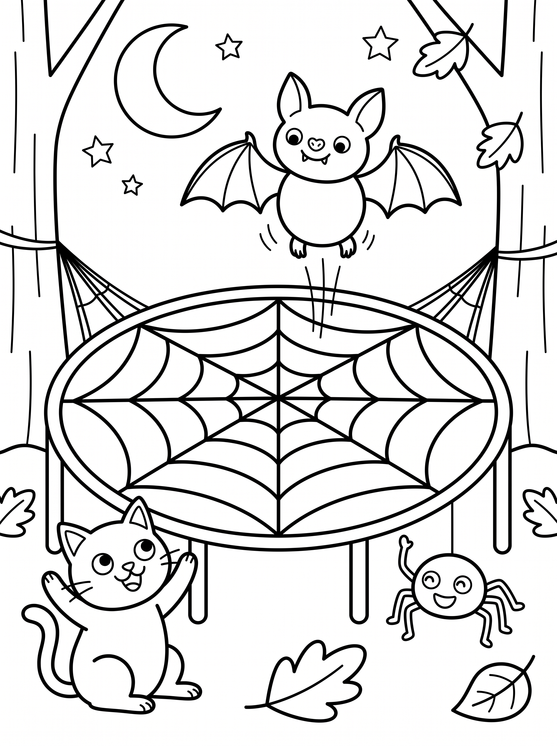 Spider Web Trampoline Coloring Page