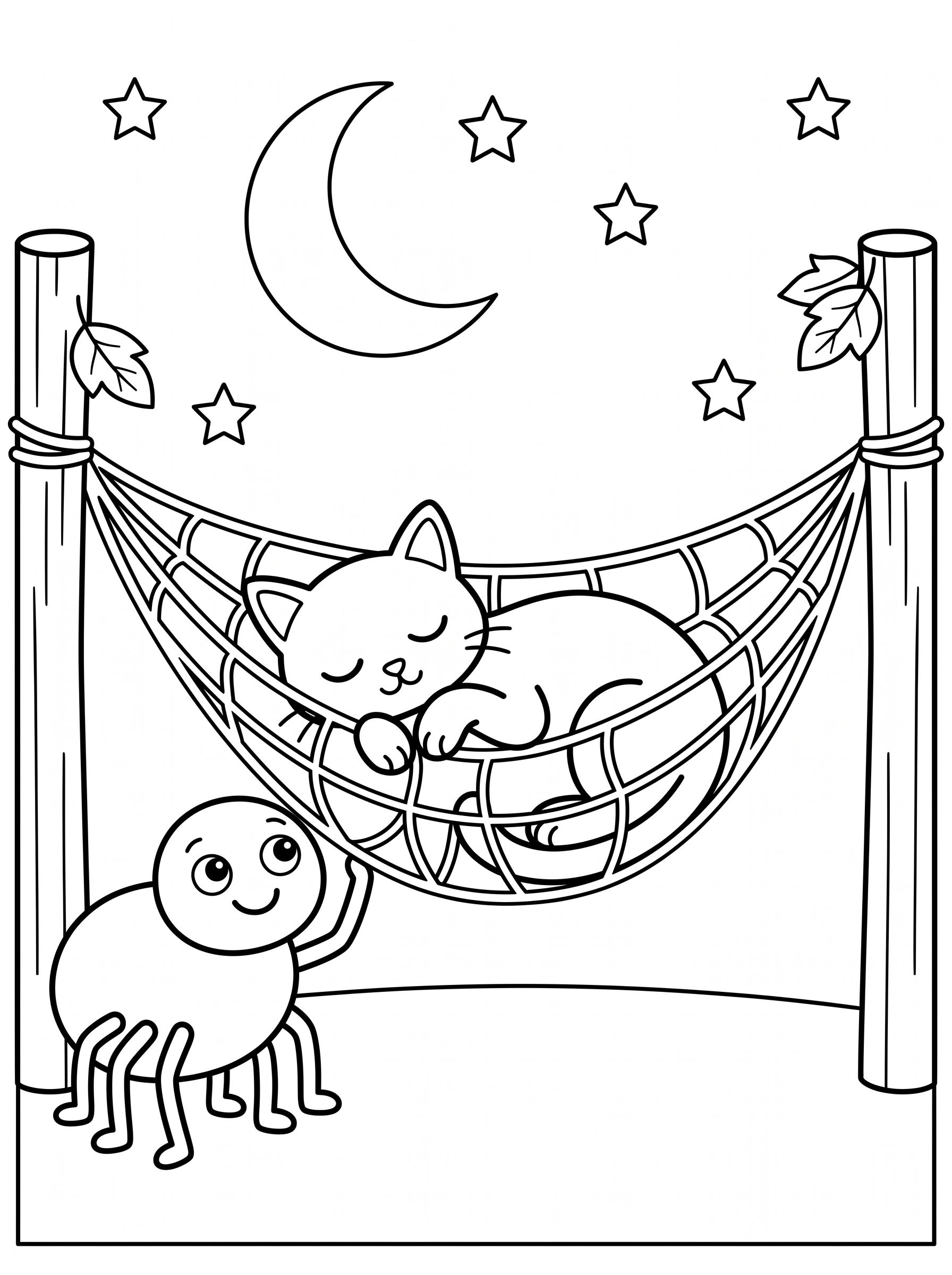 Spider Web Hammock Nap Coloring Page