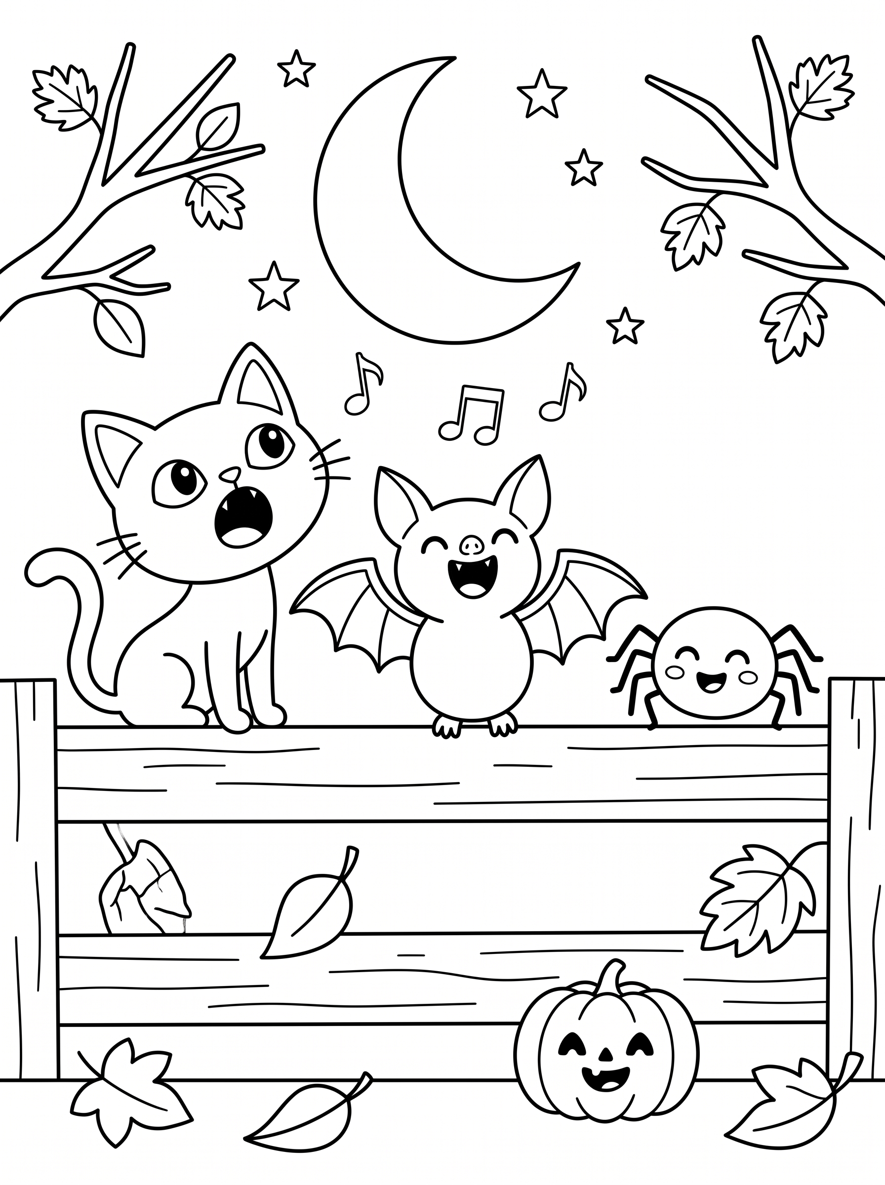 Moonlight Fence Singalong Coloring Sheet