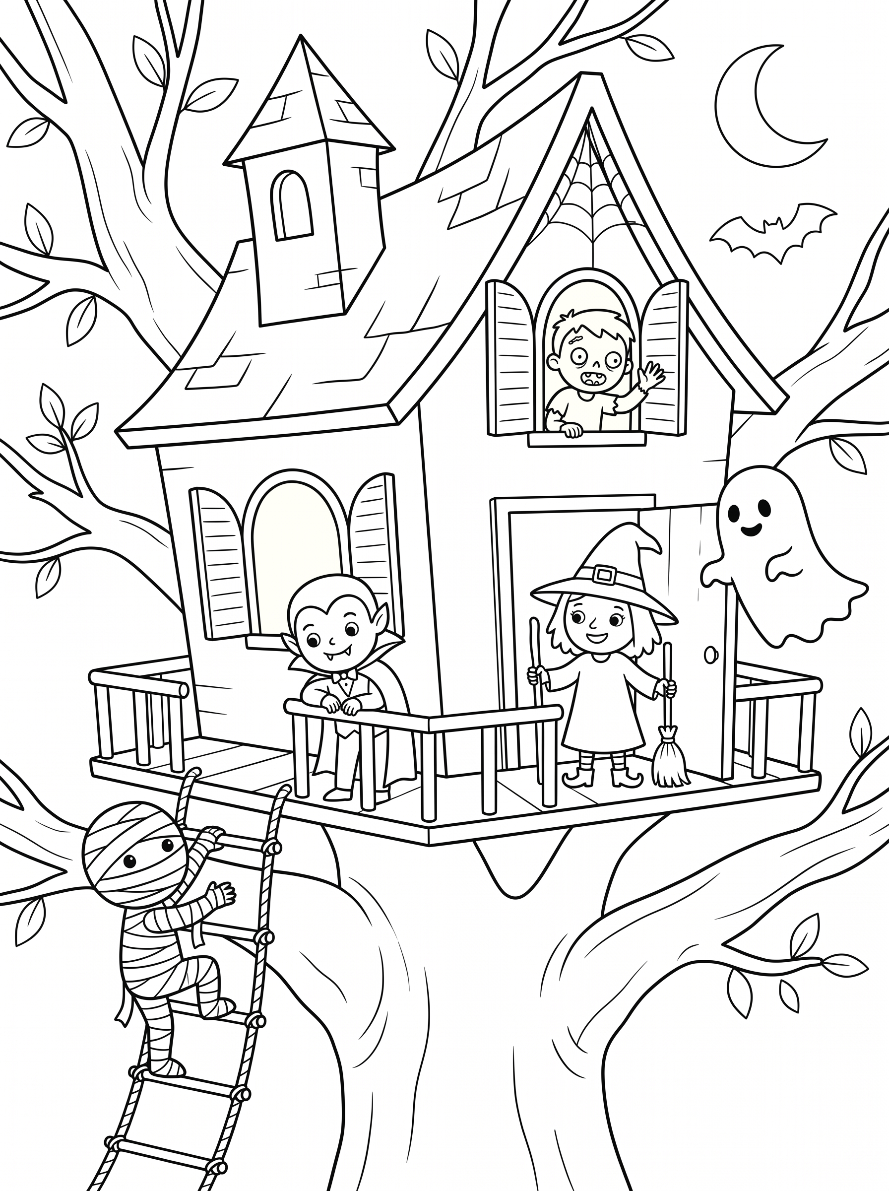 Haunted Treehouse Clubhouse Coloring Page