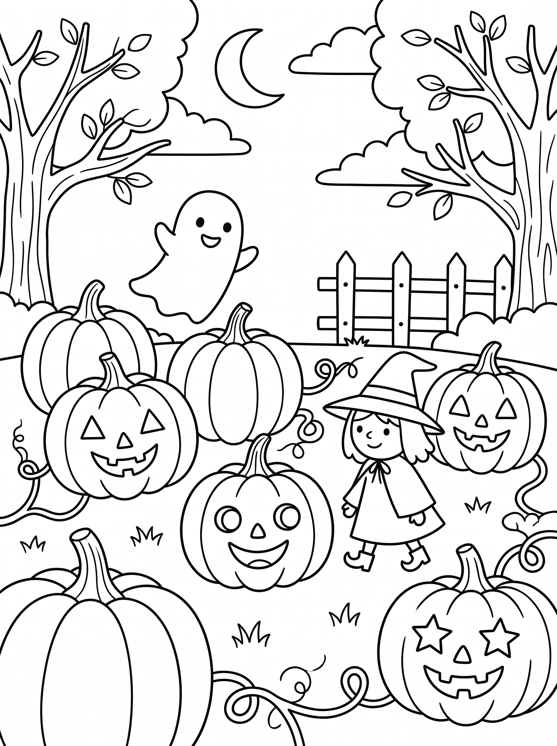 Halloween Pumpkin Patch Coloring Page