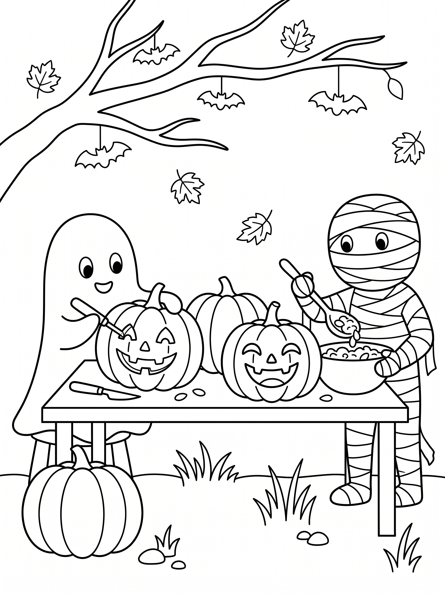 Pumpkin Carving Party Coloring Page
