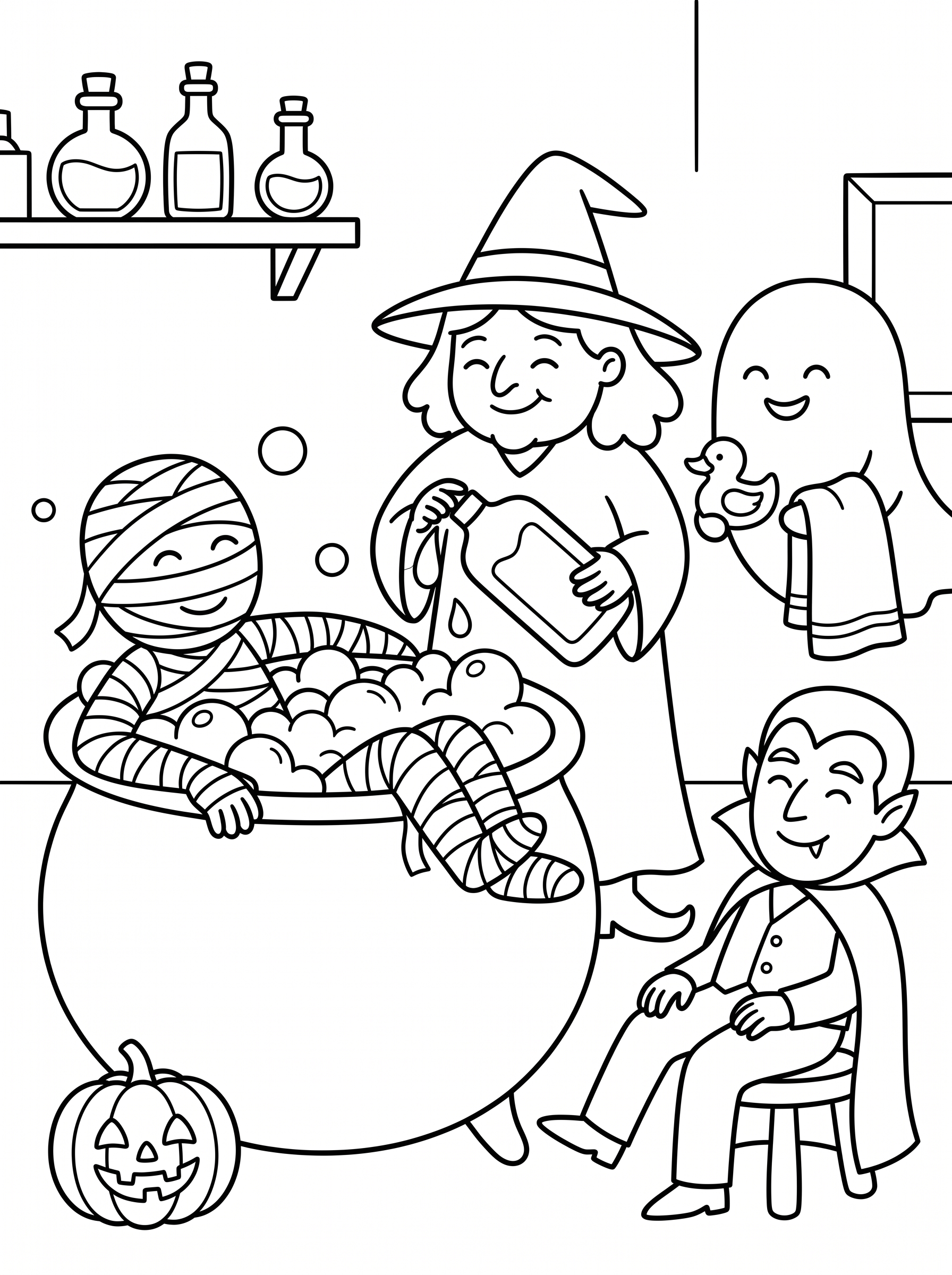 Cauldron Bubble Bath Coloring Page