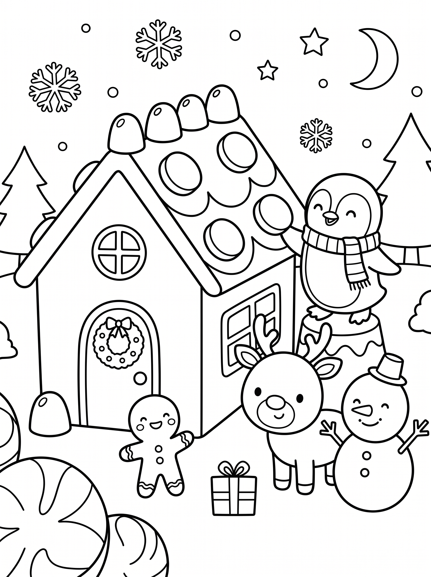 Gingerbread House Decorating Coloring Page