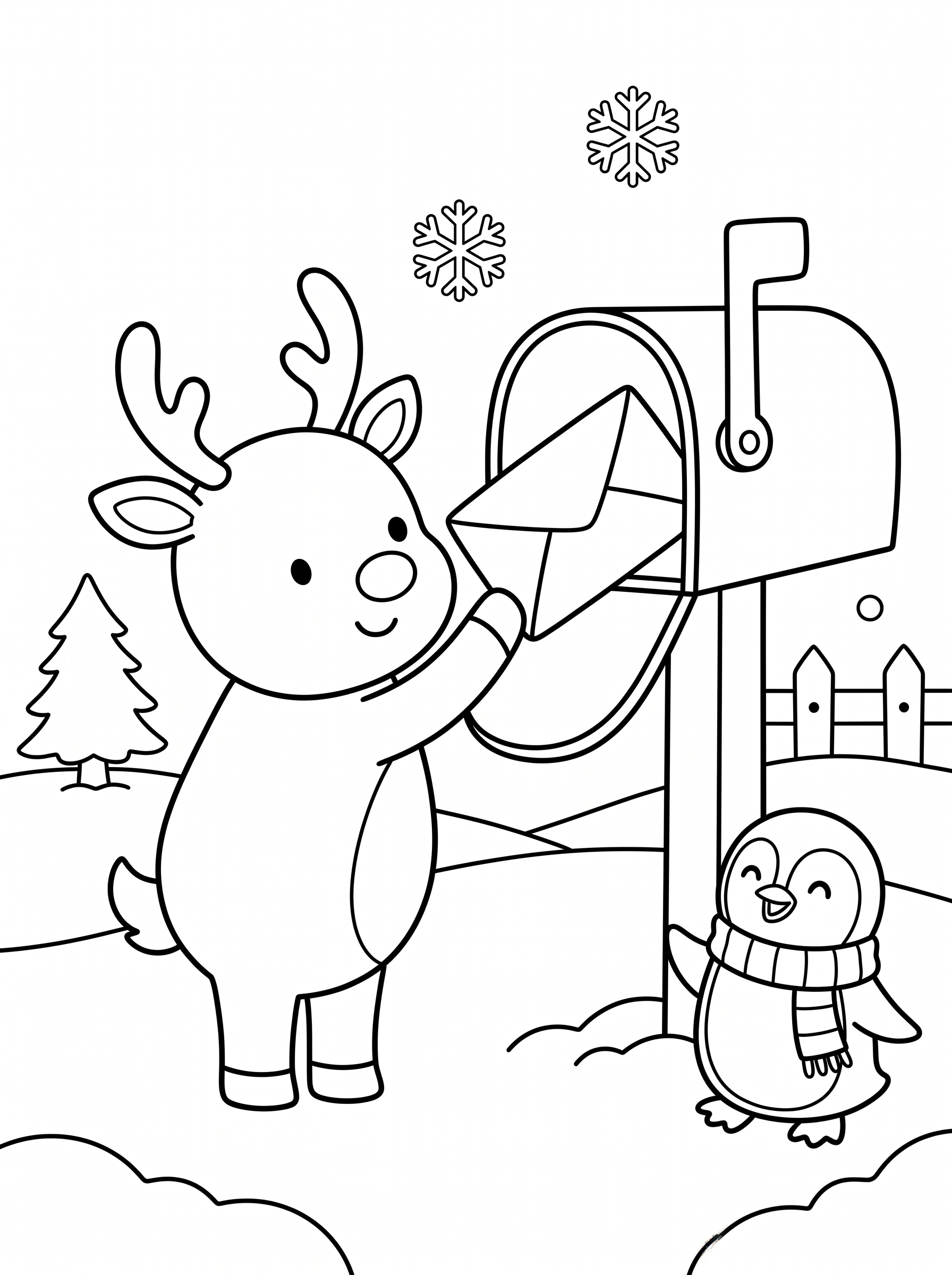 Mailing a Letter to Santa Coloring Page