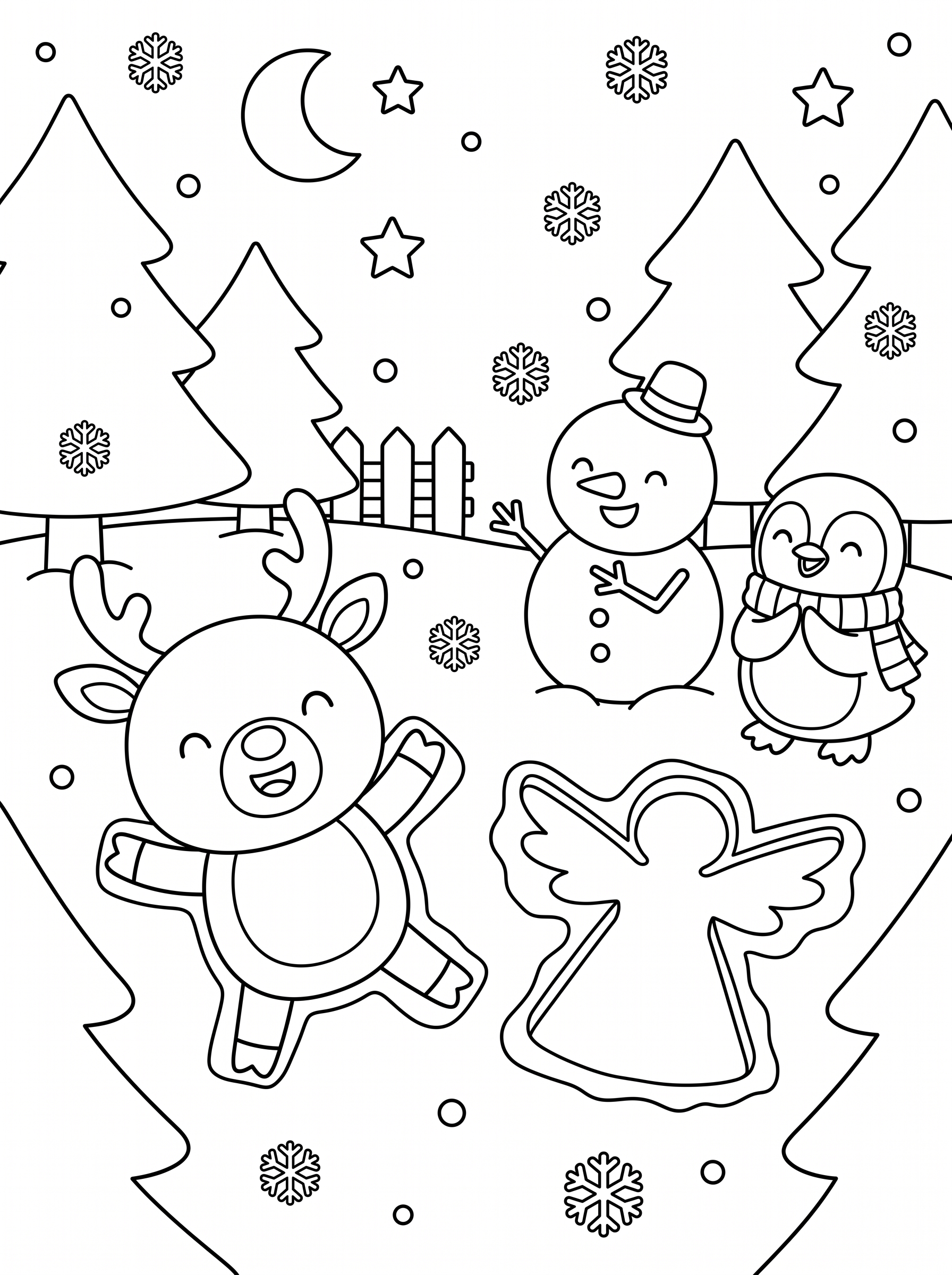 Making Snow Angels Coloring Page