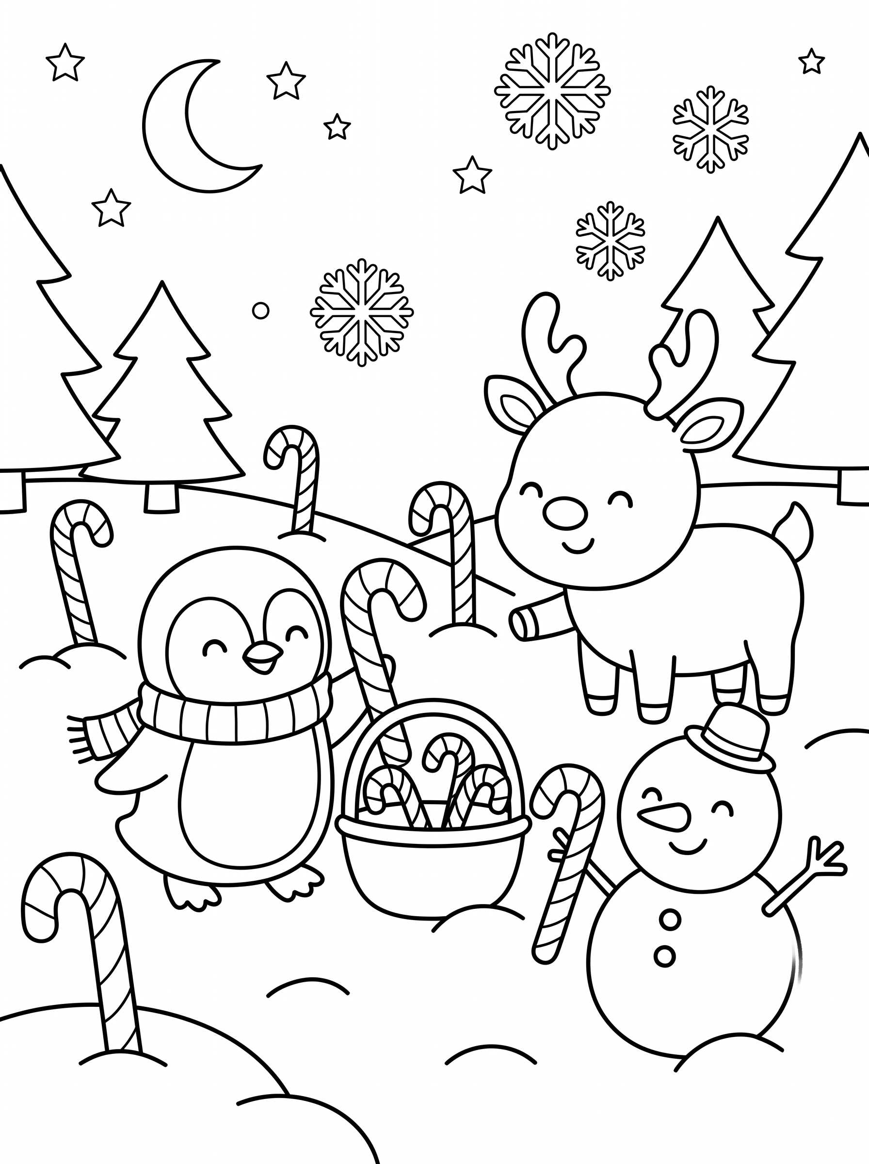 Candy Cane Hunt Coloring Page