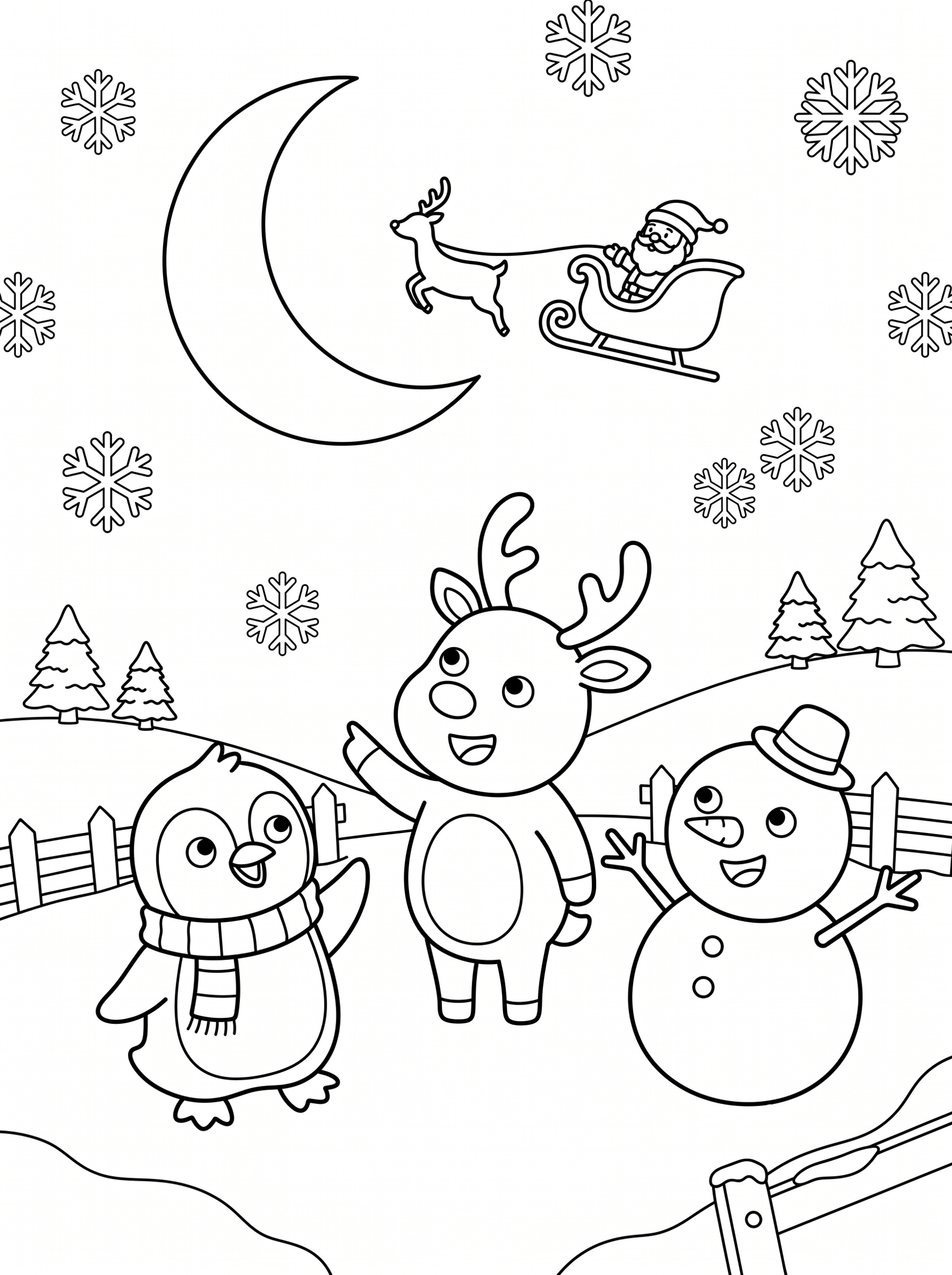 Spotting Santa's Sleigh Coloring Sheet