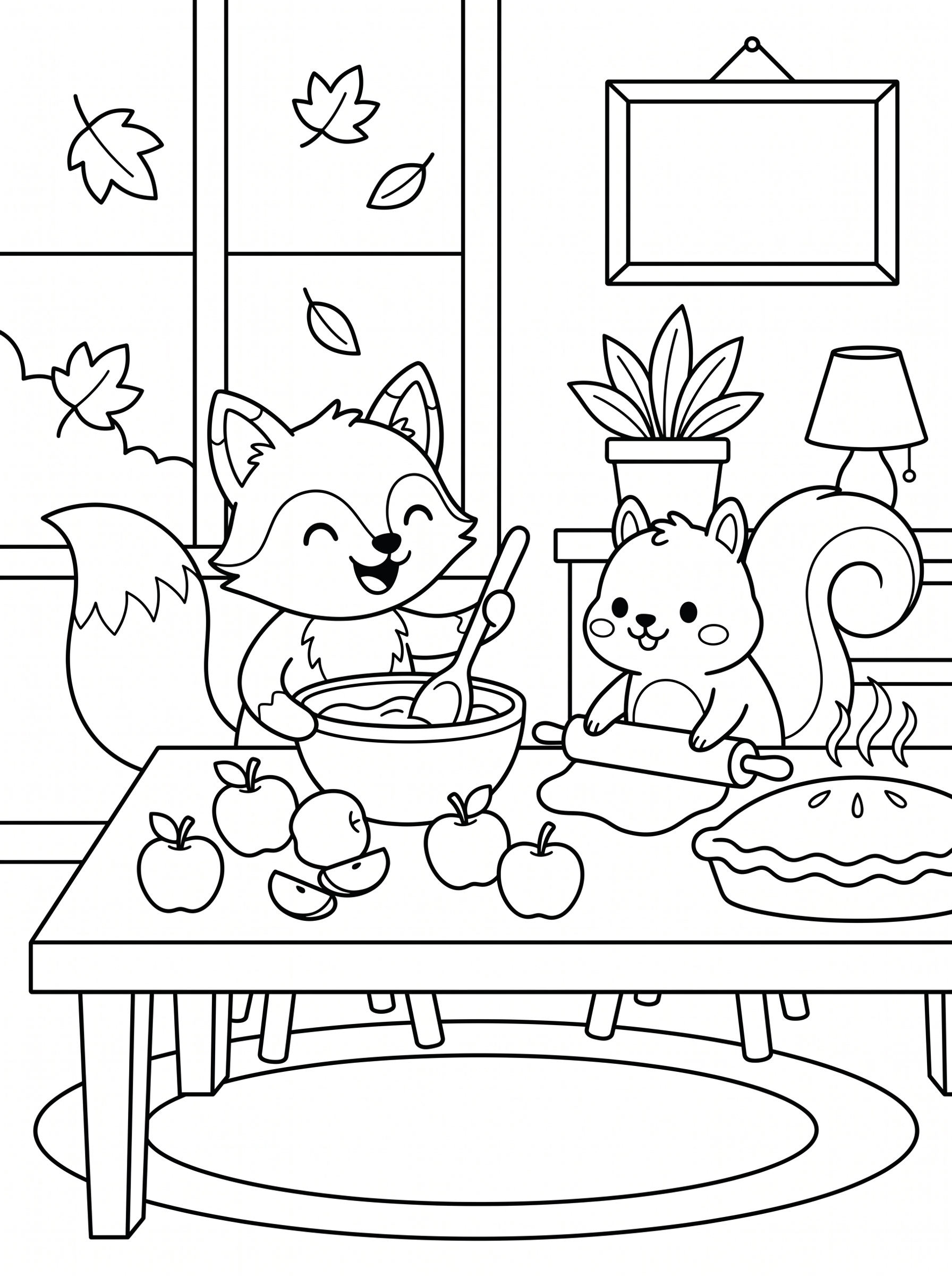 Baking an Apple Pie Coloring Page