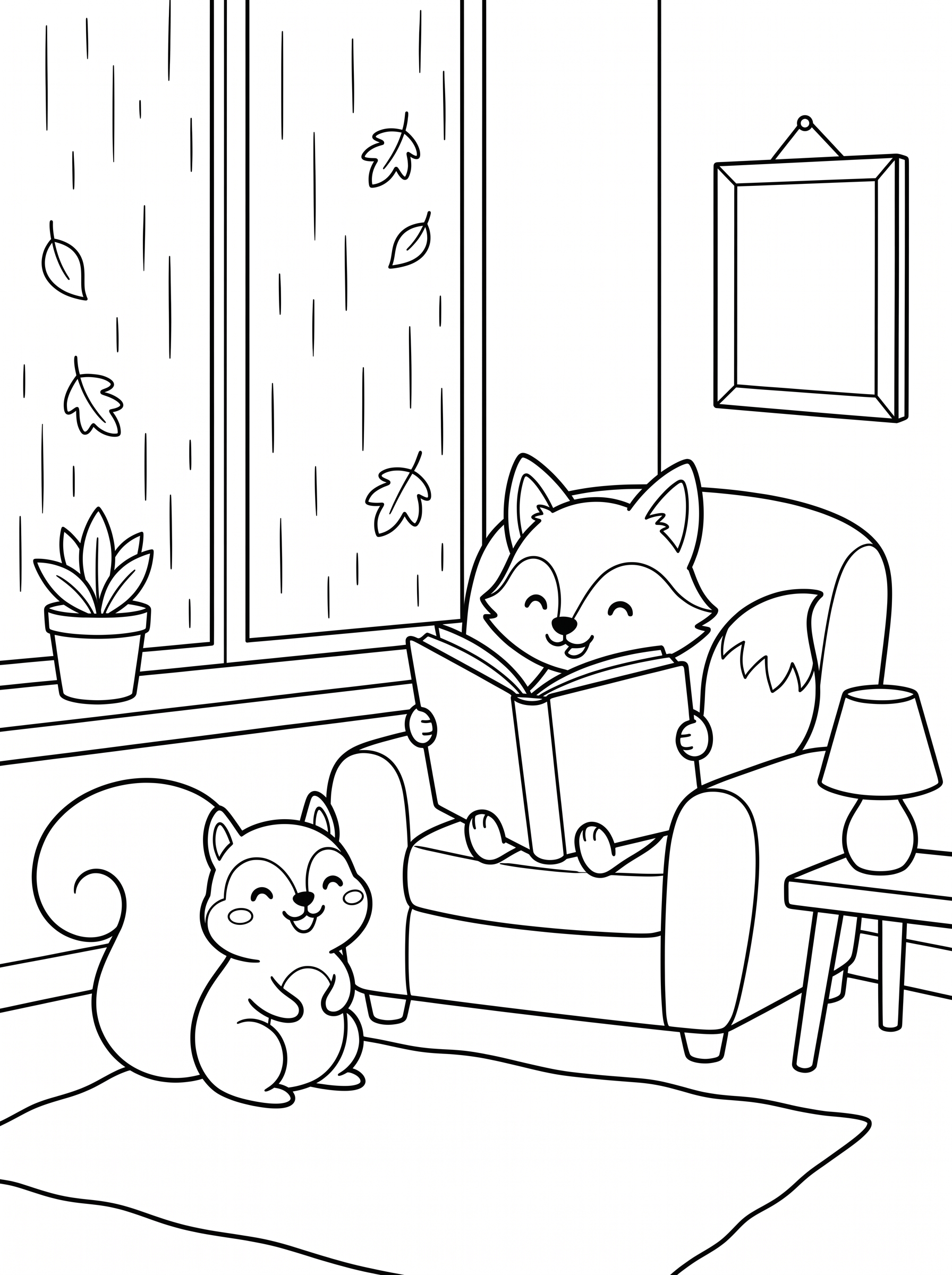 Rainy Day Reading Coloring Page