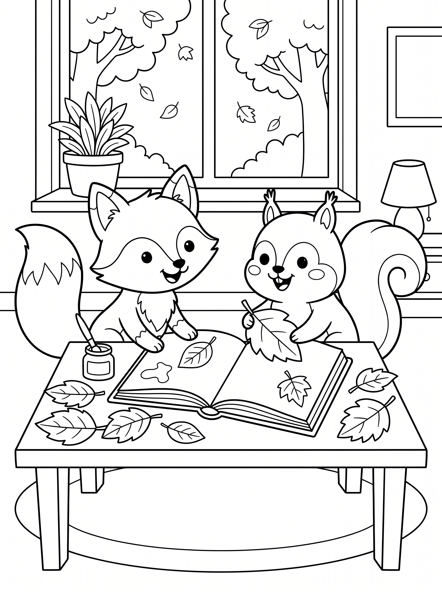 Leaf Scrapbook Crafting Coloring Page