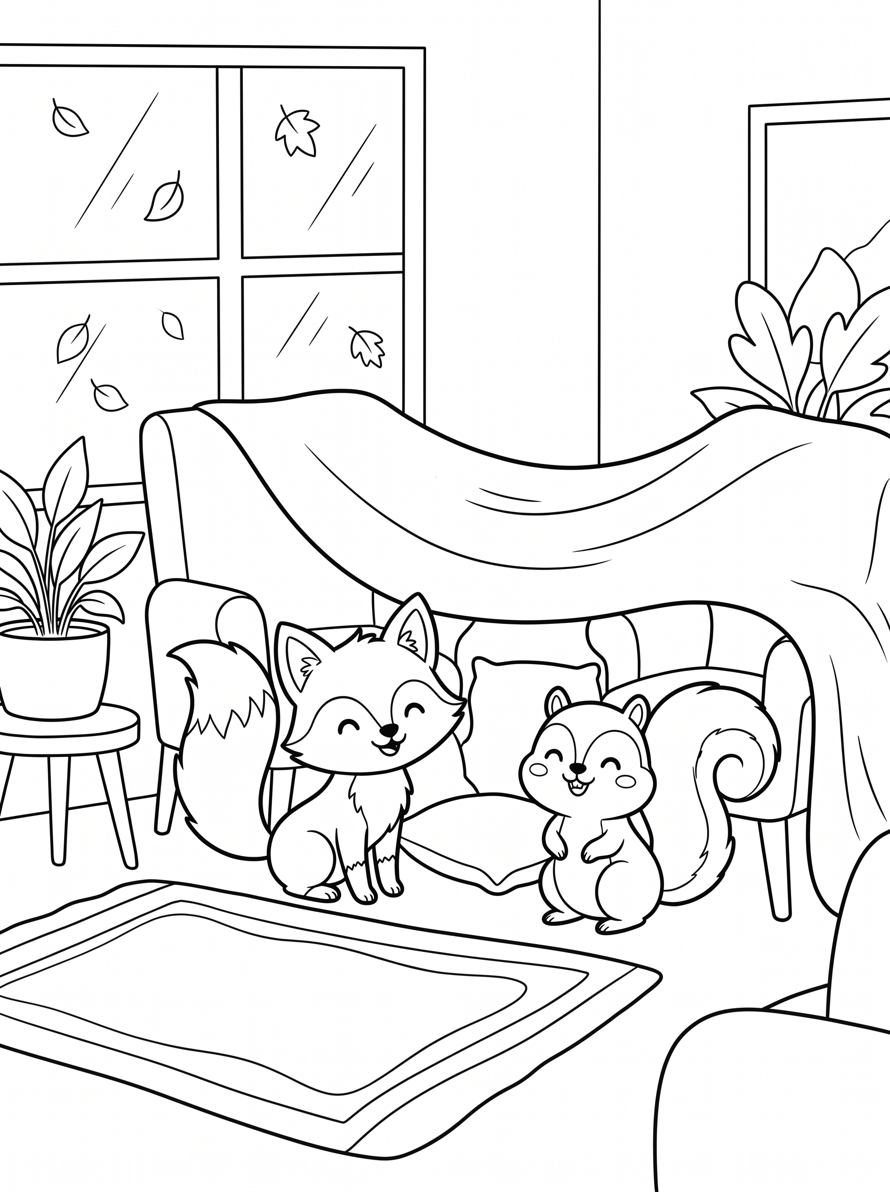 Blanket Fort Afternoon Coloring Page