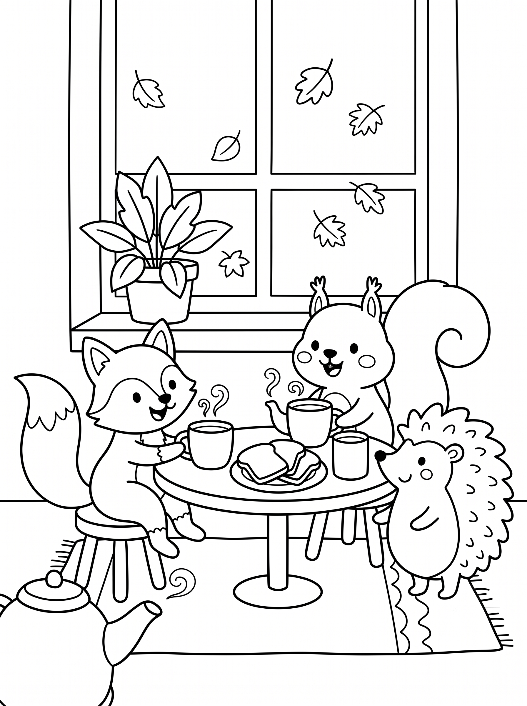 Tea and Toast Morning Coloring Page