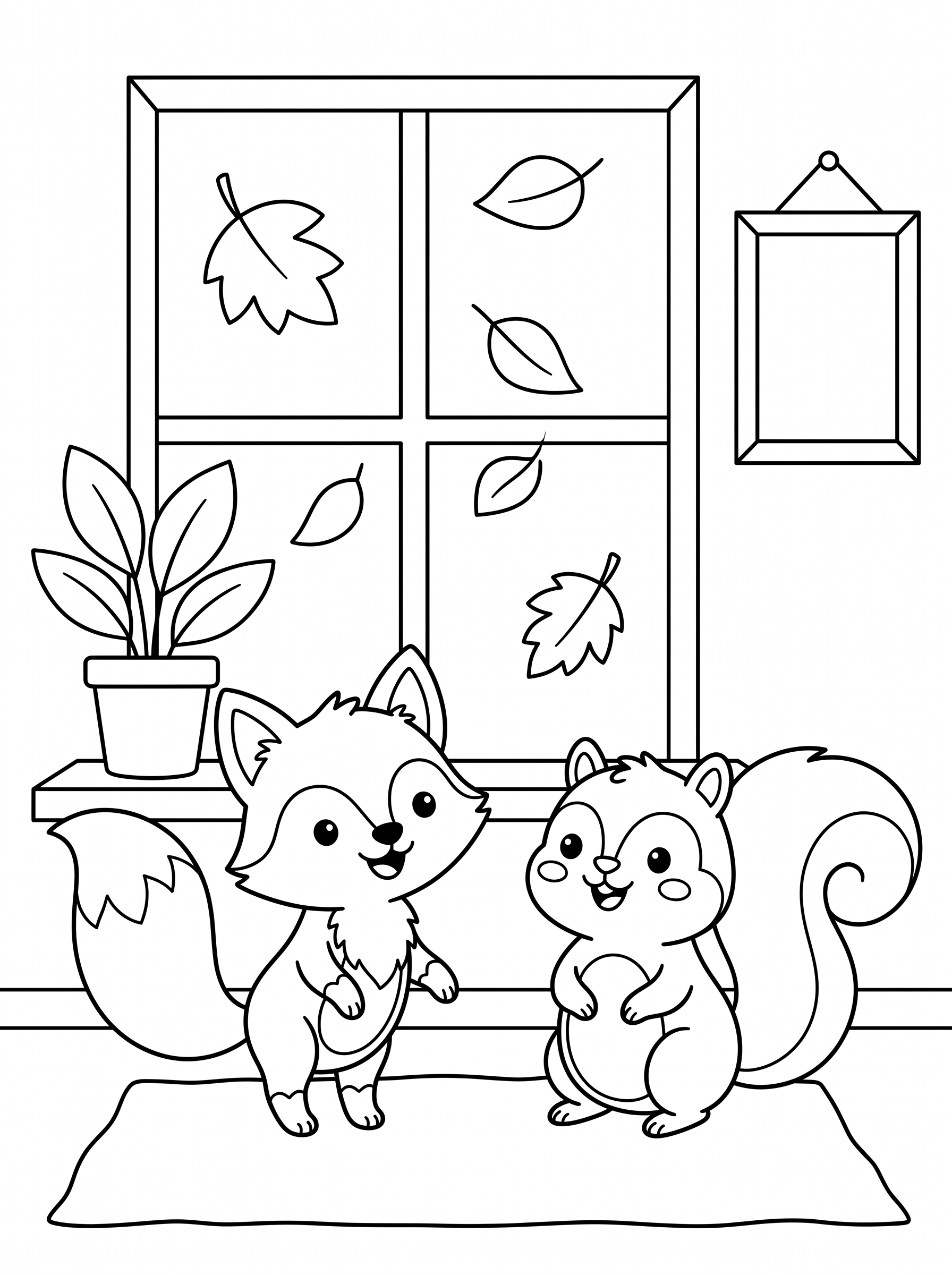 Watching the Falling Leaves Coloring Sheet
