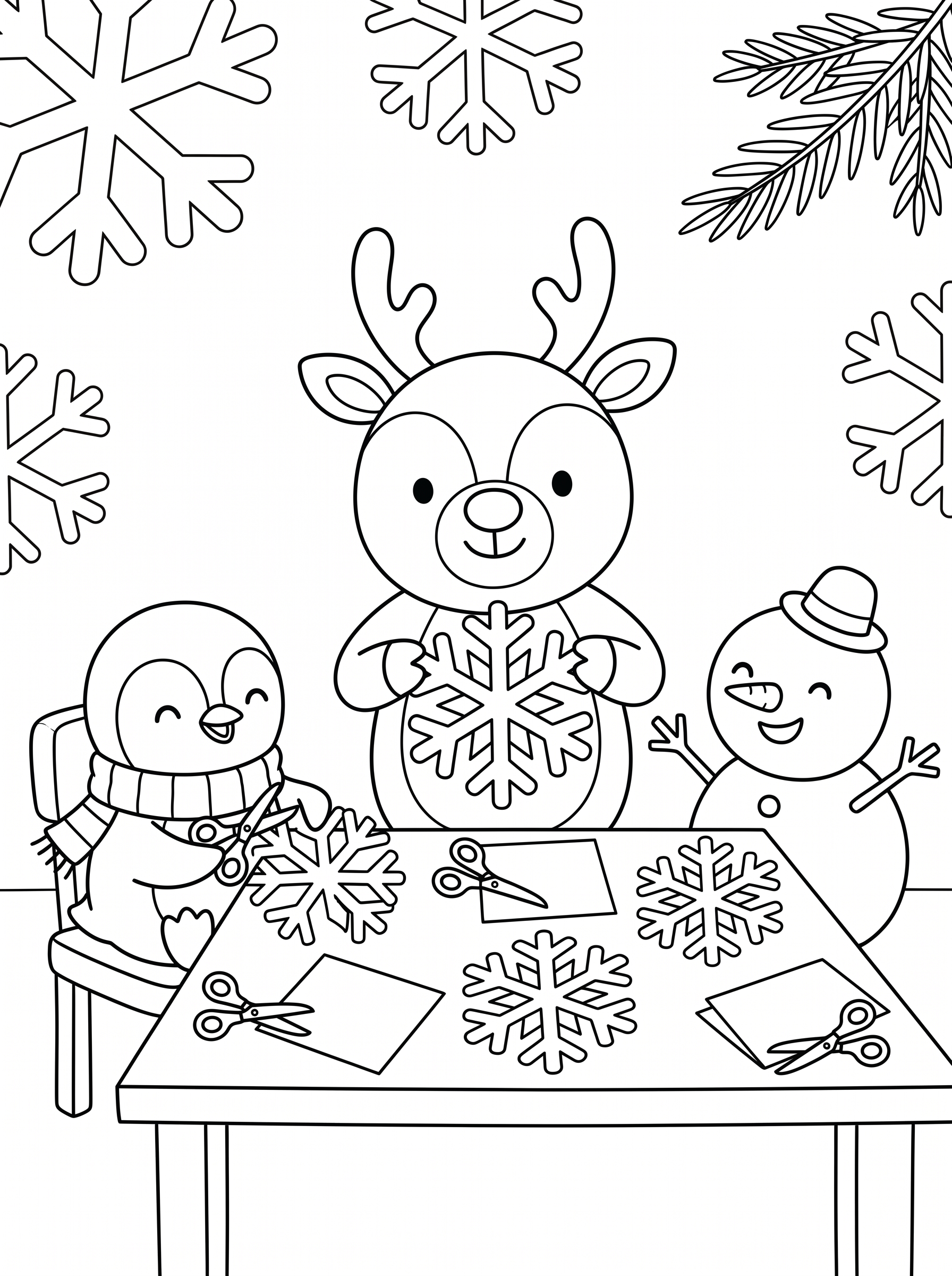 Paper Snowflake Crafting Coloring Page