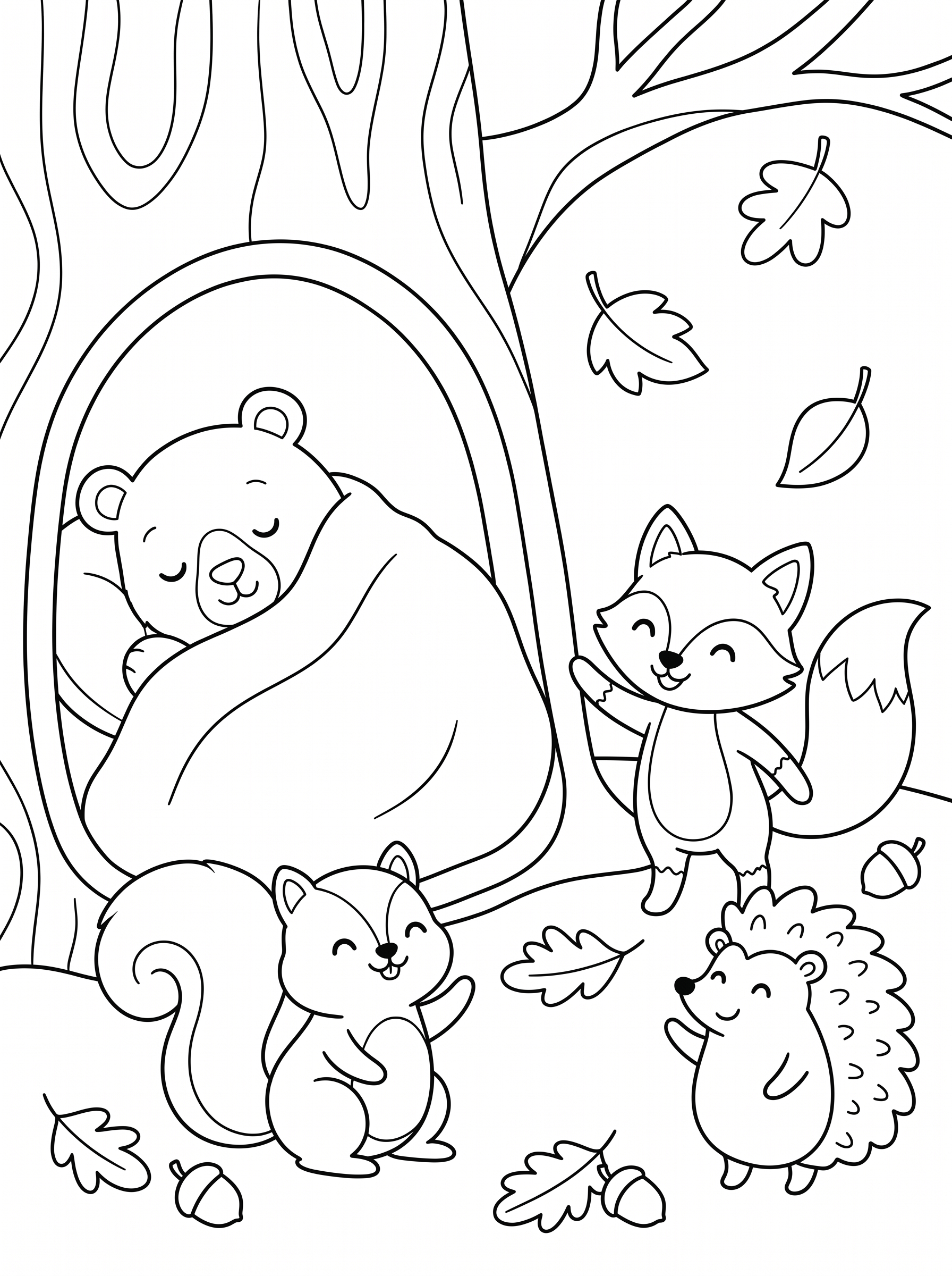 Tucking In for Winter Coloring Sheet