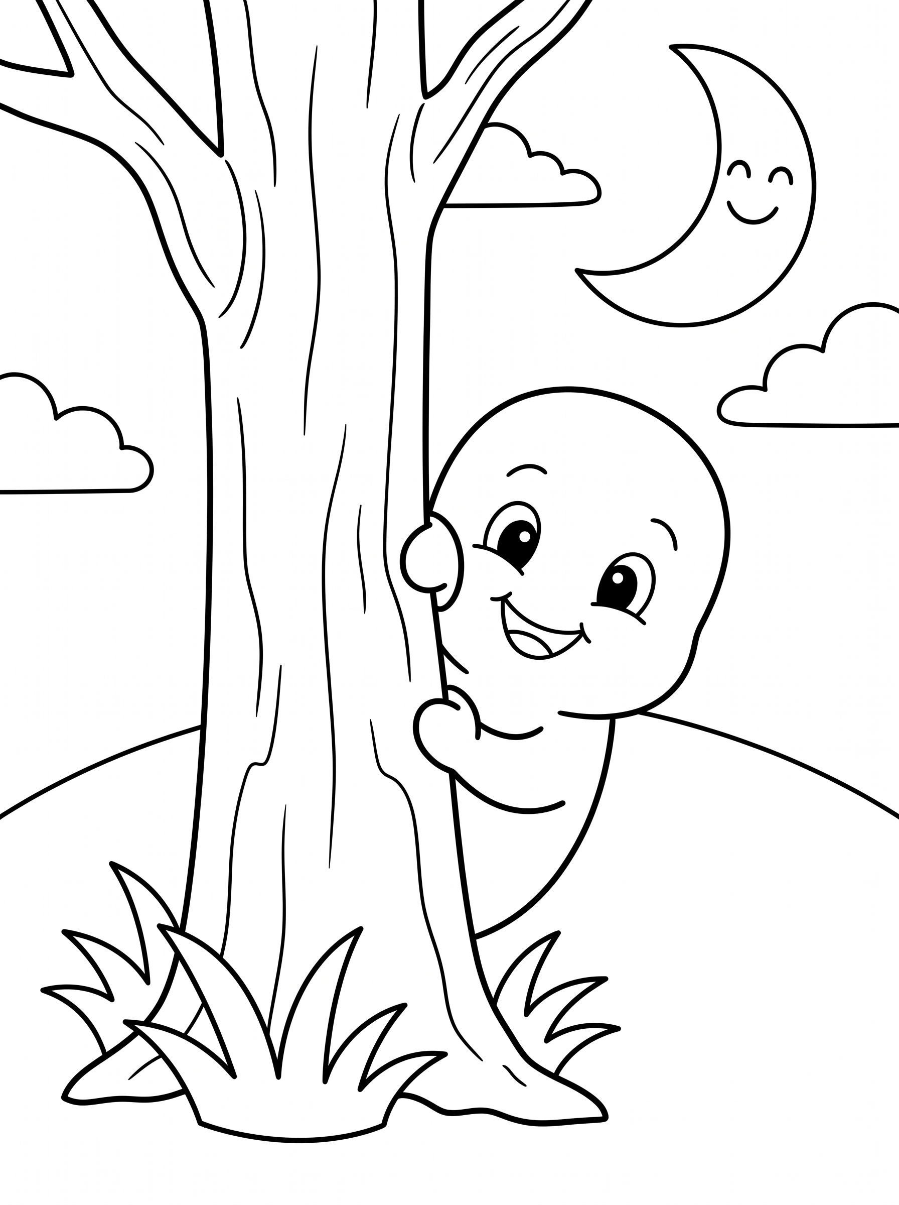 Baby Ghost Playing Peekaboo Coloring Page