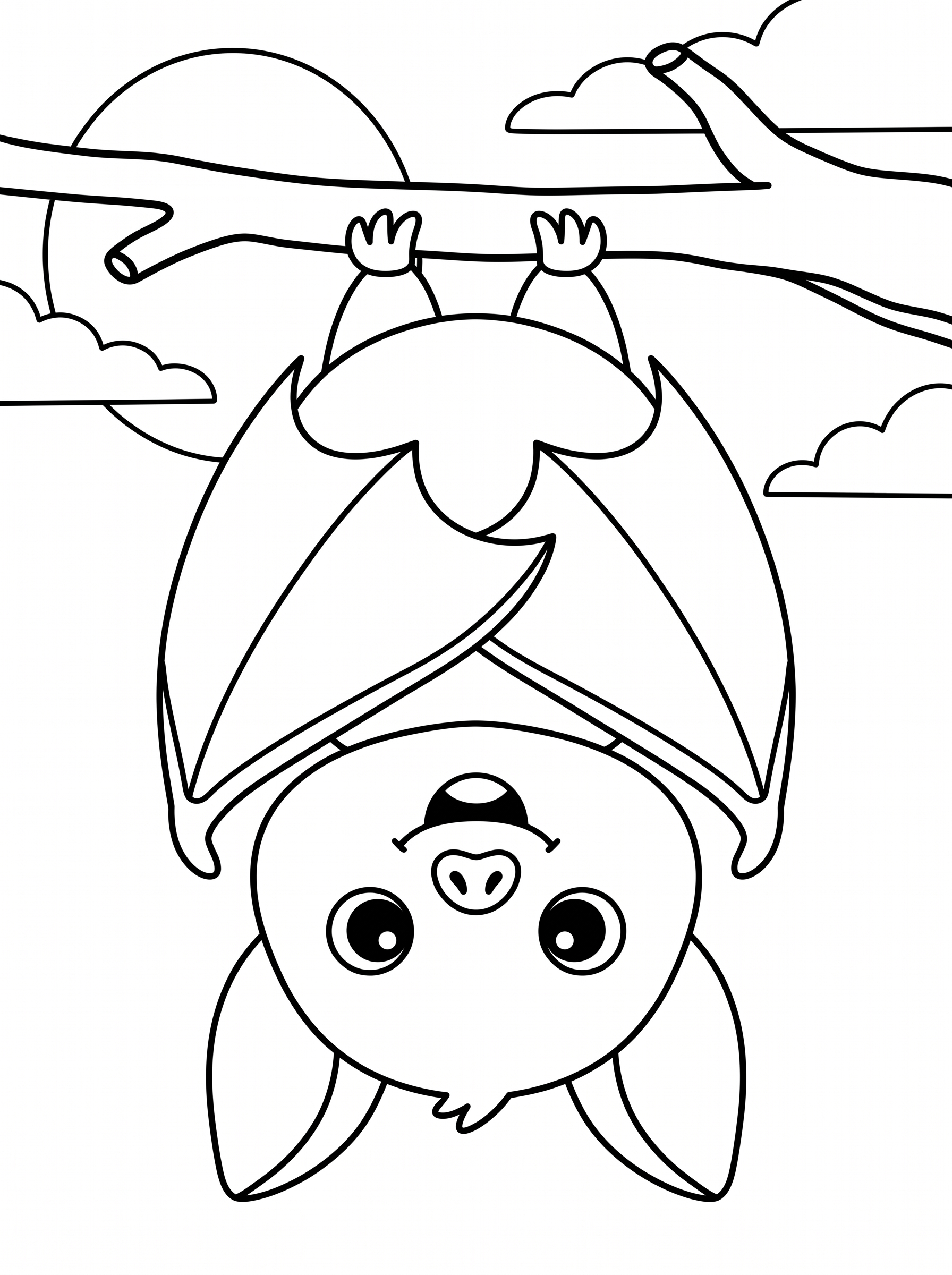Baby Bat Hanging Upside Down Coloring Page