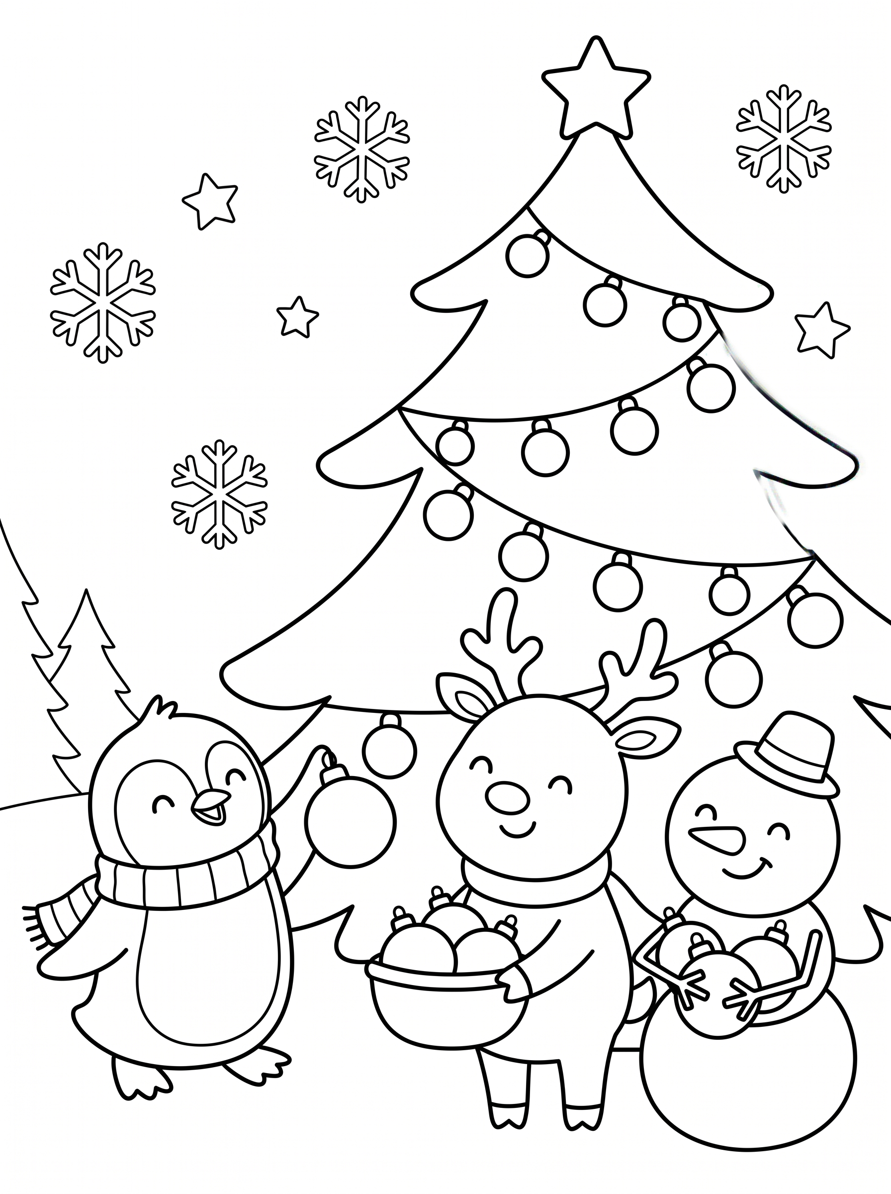 Decorating the Christmas Tree Coloring Page