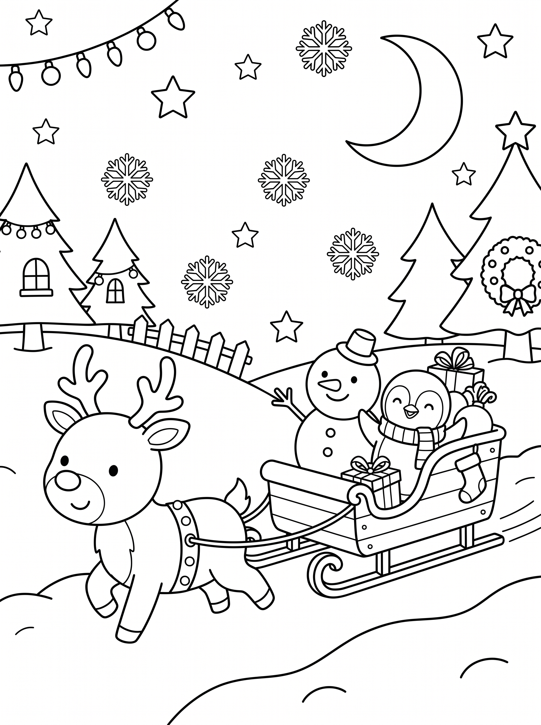 Sleigh Ride Under the Stars Coloring Sheet